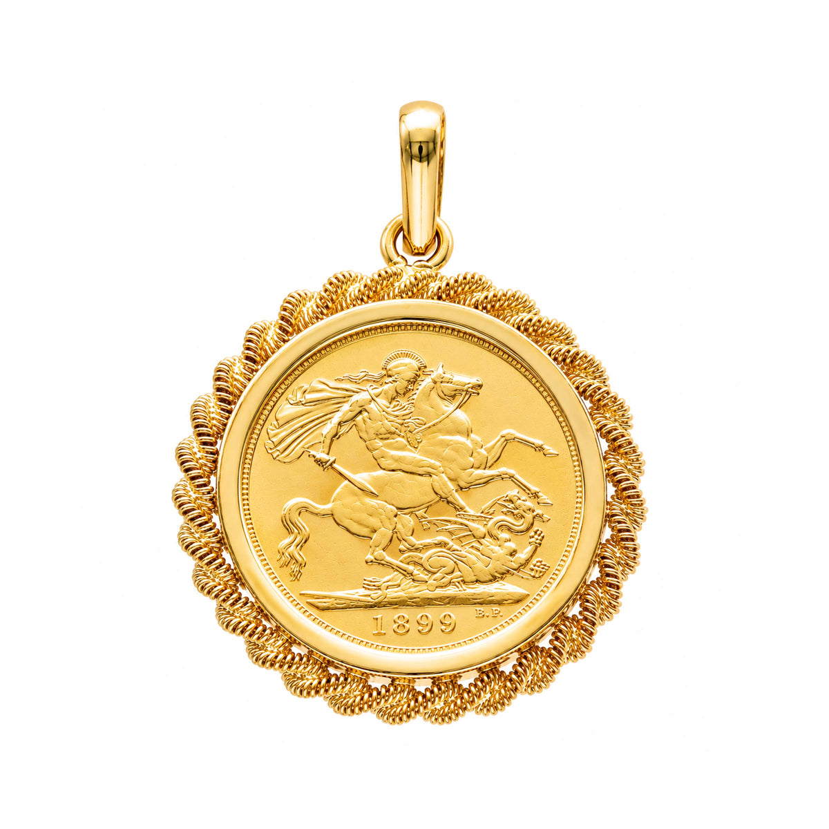Libra Rainha Victoria (1899) com Aro Torcido em Ouro 19kl