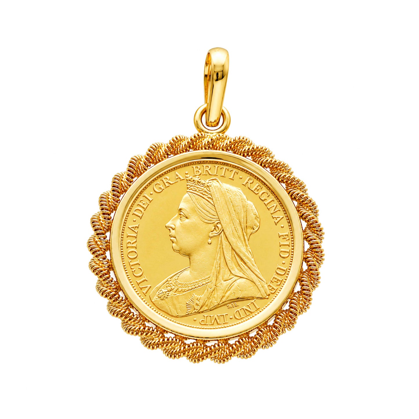 Libra Rainha Victoria (1899) com Aro Torcido em Ouro 19kl