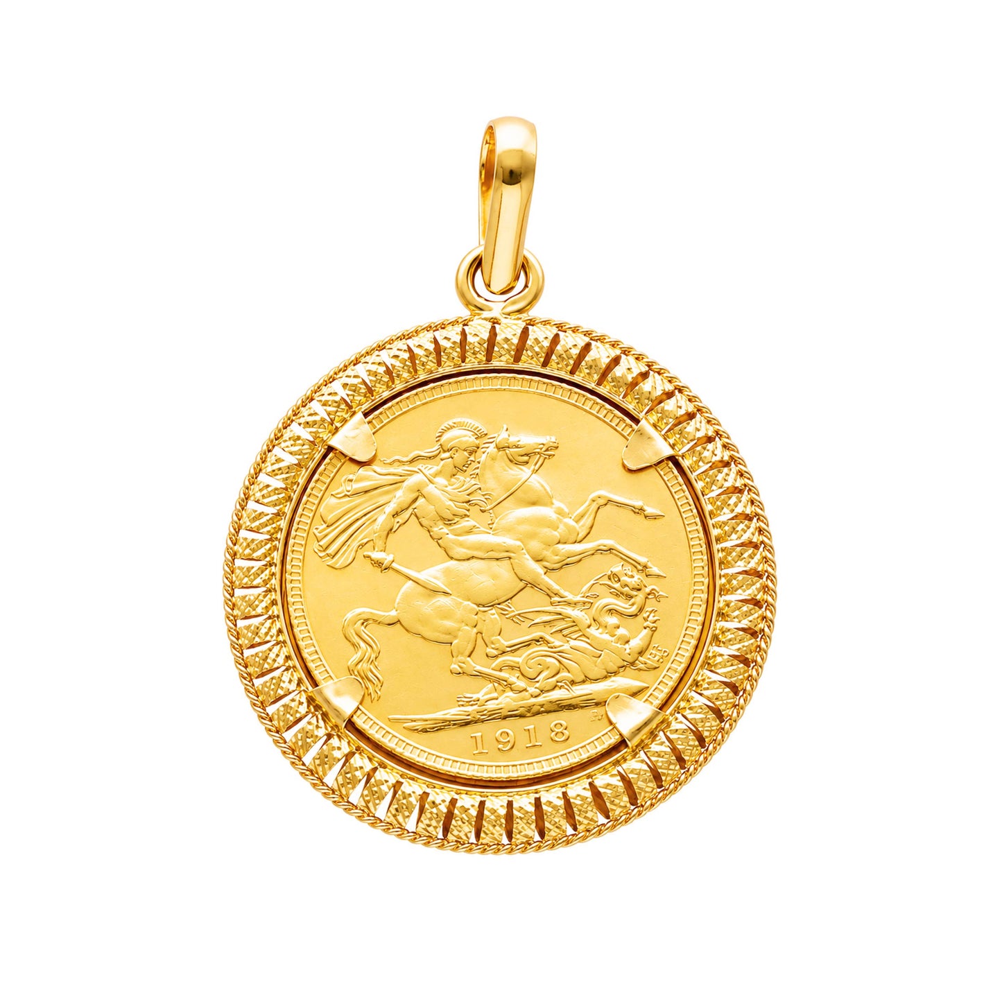 Libra Rei Jorge V (1913) com Aro Trabalhado em Ouro 19kl