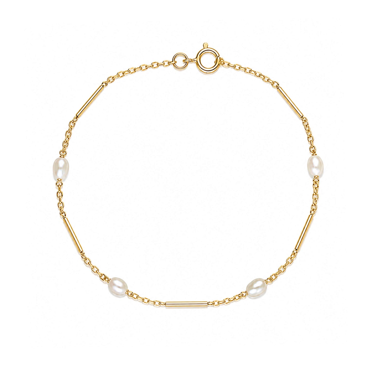Pulseira em Ouro 19kl com Pérolas (18.5cm)