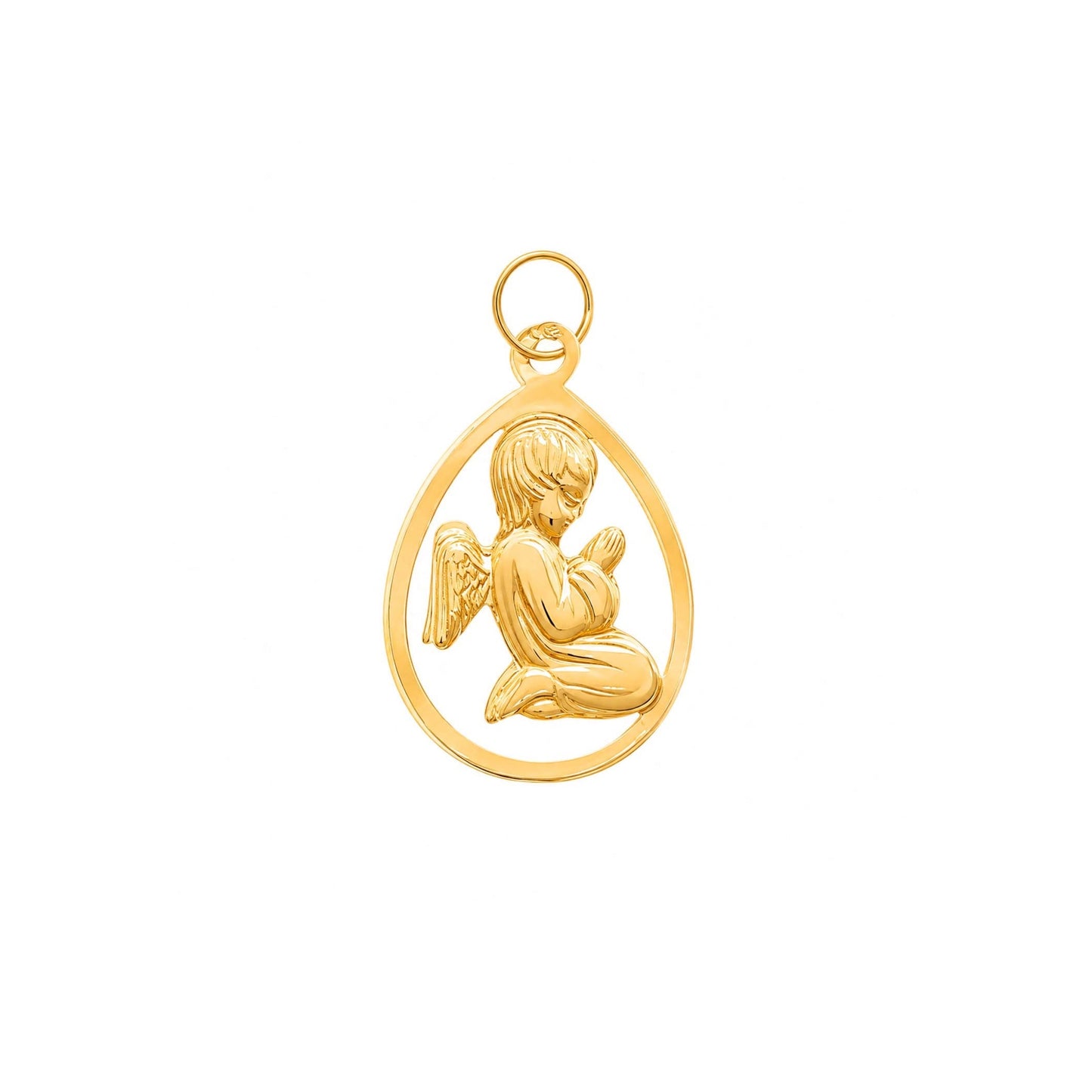 Medalha Anjo da Guarda em Ouro 19kl com Aro Lágrima (1.6cm)