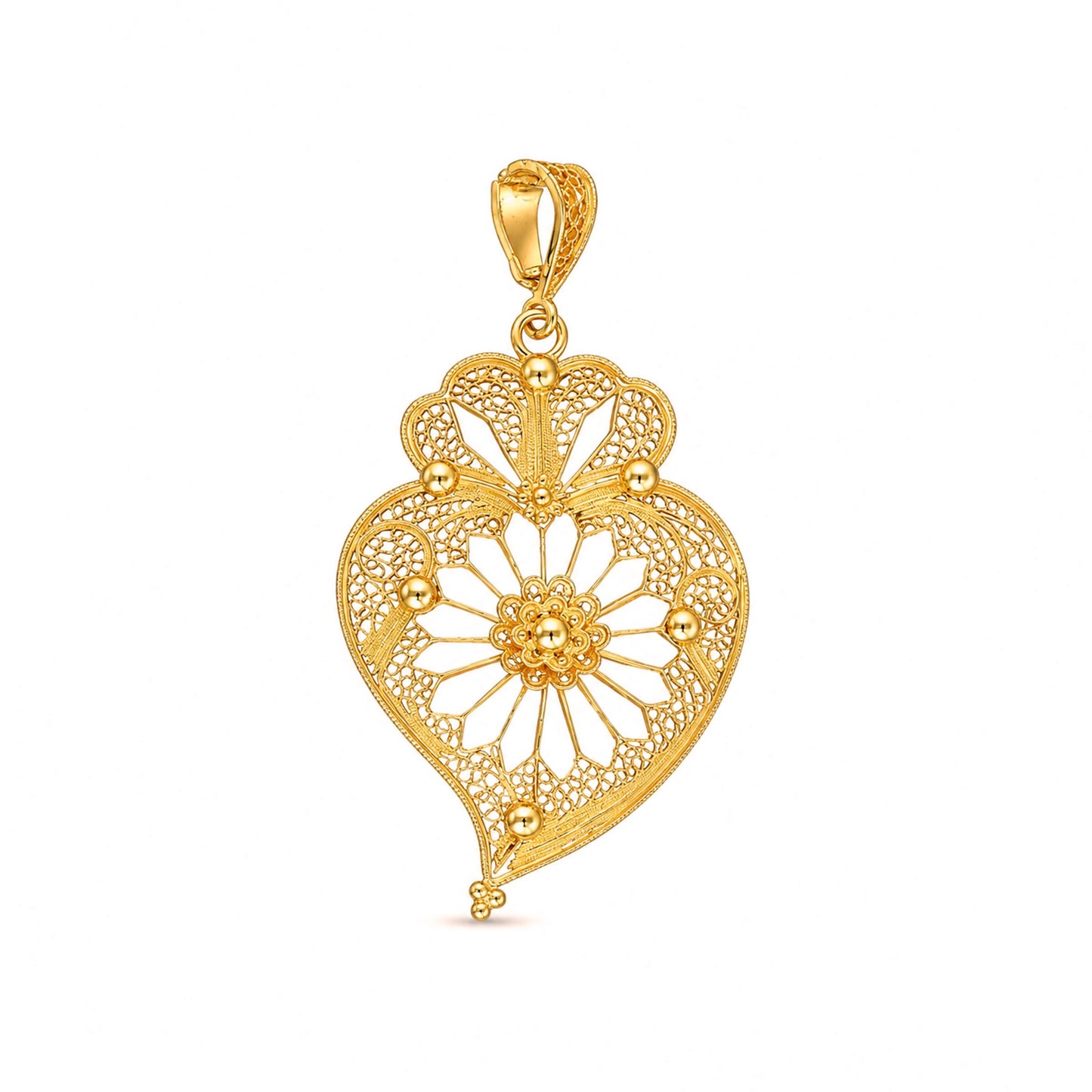 Medalha Coração de Viana em Filigrana de Ouro 19kl (5cm)