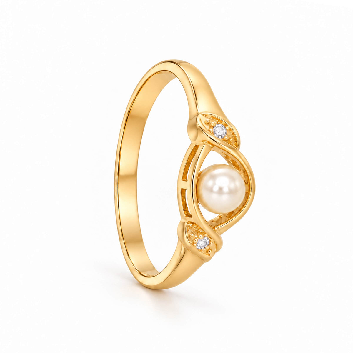 Anel em Ouro 19kl com Pérola e Diamantes (T17)