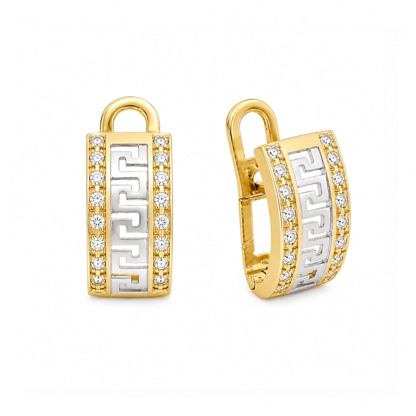 Brincos Bicolores em Ouro 19kl com Zircónias