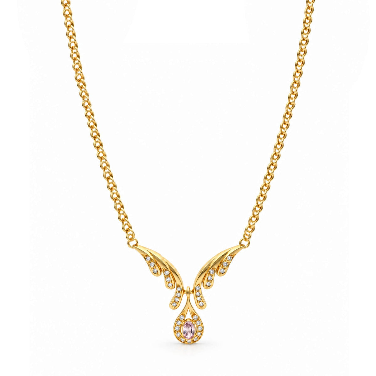 Colar Princess em Ouro 19kl com Safira Rosa e Zircónias (40cm)