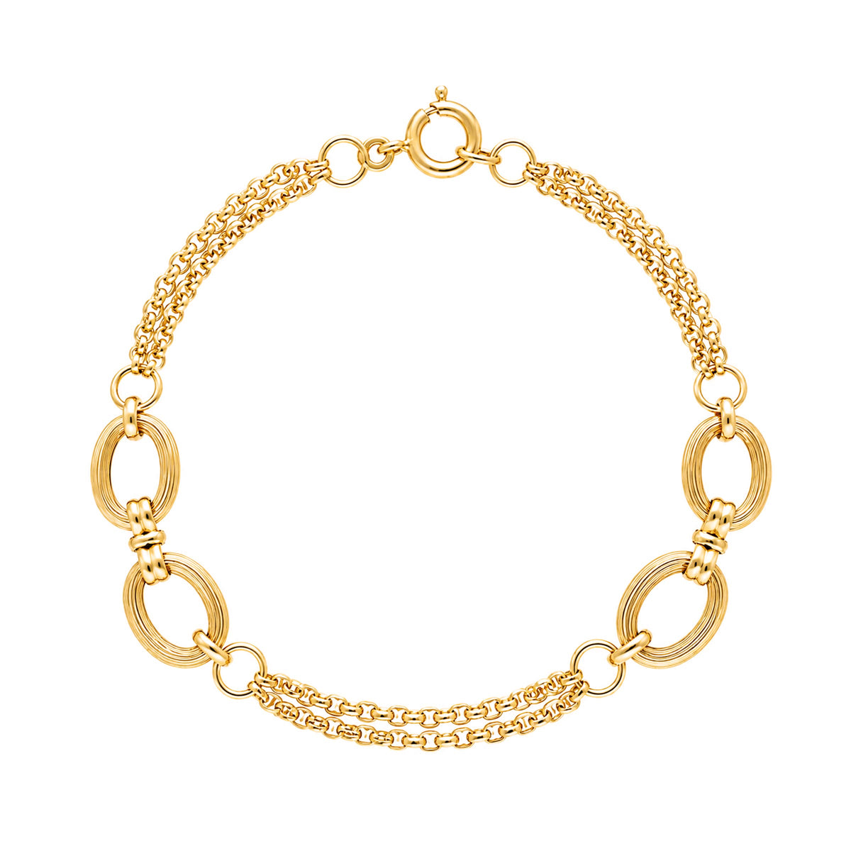 Pulseira em Ouro 19kl com Dupla Fiada de Elos Portugueses (18.5cm)