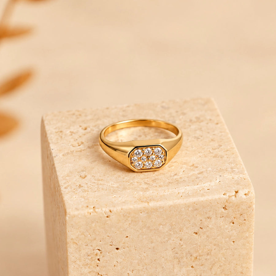 Anel com Zircónias (T25) em Ouro 19kl