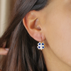 Brincos Trevo em Ouro 19kl com Esmalte Azul e Zircónia