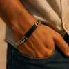 Pulseira Omega em Aço com Trave Negra