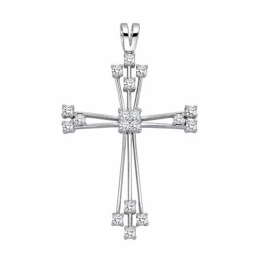 Cruz em Ouro Branco de 19kl com Zircónias (4.2cm)