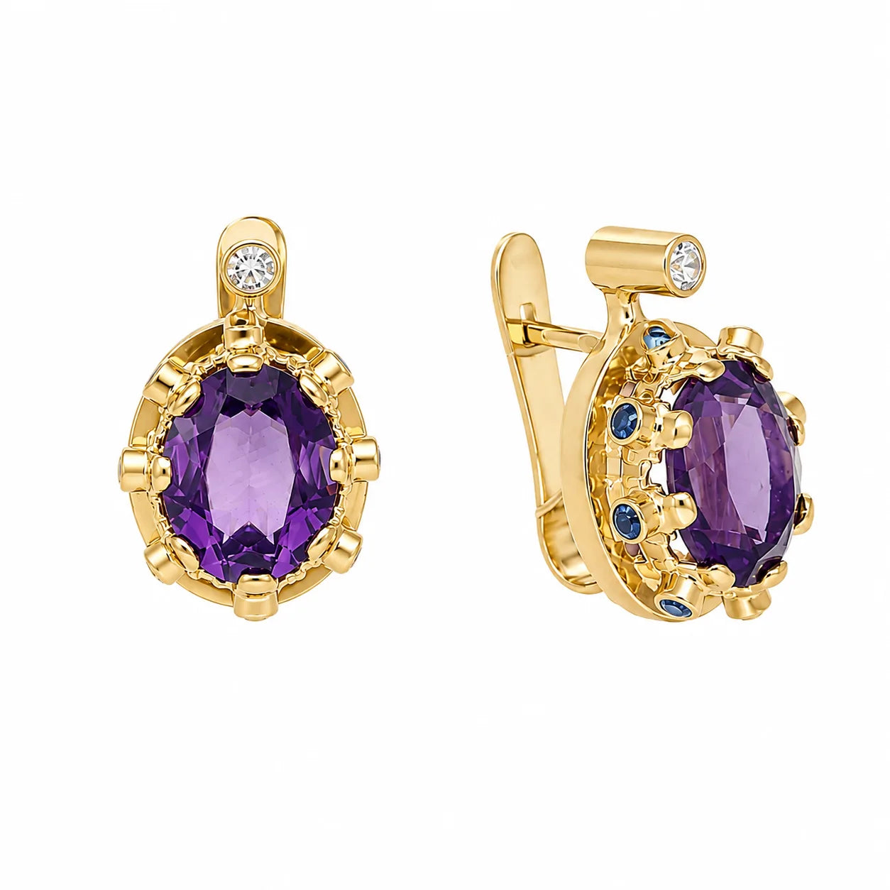 Brincos em Ouro 19kl com Zircónias Coloridas