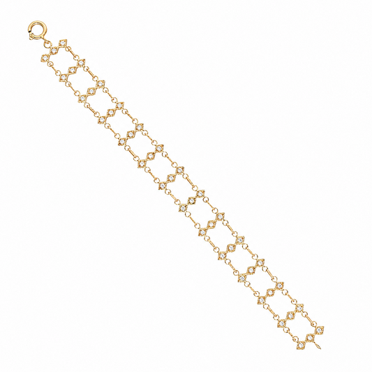 Pulseira Articulada em Ouro 19kl com Zircónias (18.5cm)