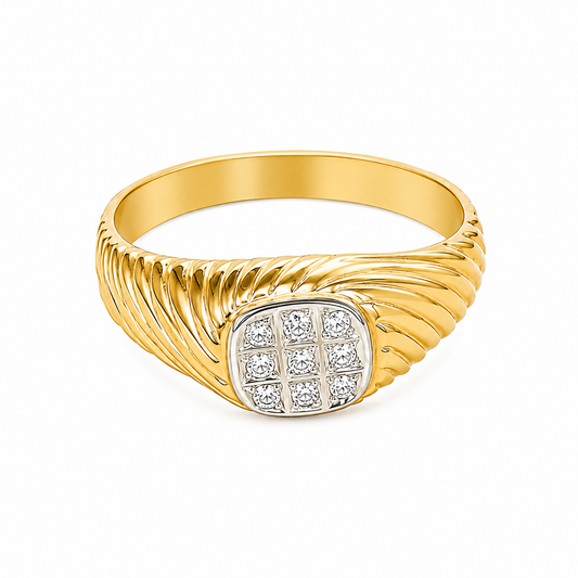 Anel Bicolor em Ouro 19kl com Diamantes (T24)