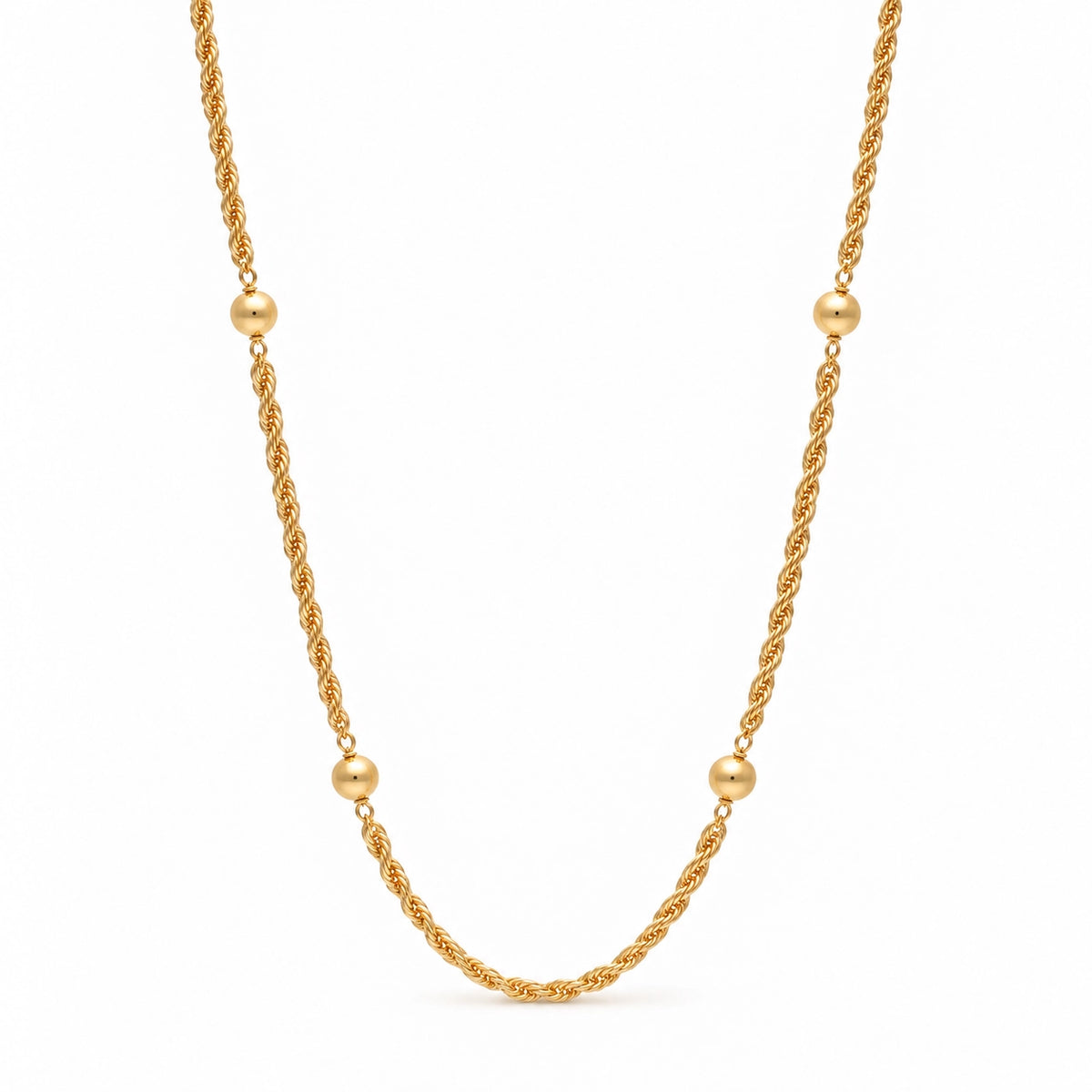 Fio Malha Corda em Ouro 19kl com Esferas (44.5cm)
