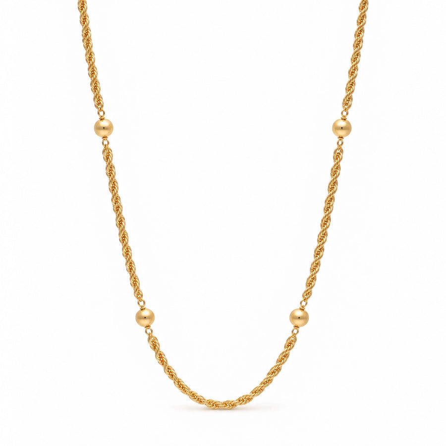 Fio Malha Corda em Ouro 19kl com Esferas (44.5cm)