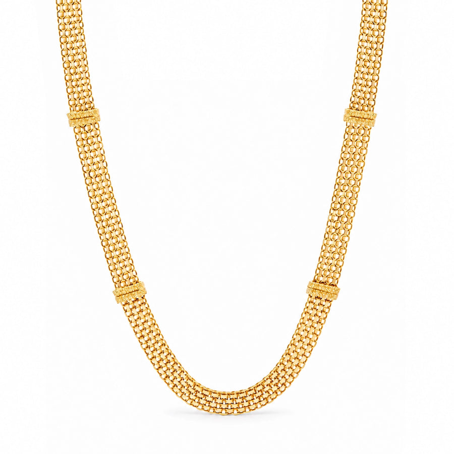 Gargantilha Malha Batida em Ouro 19kl com Traves (45 cm)