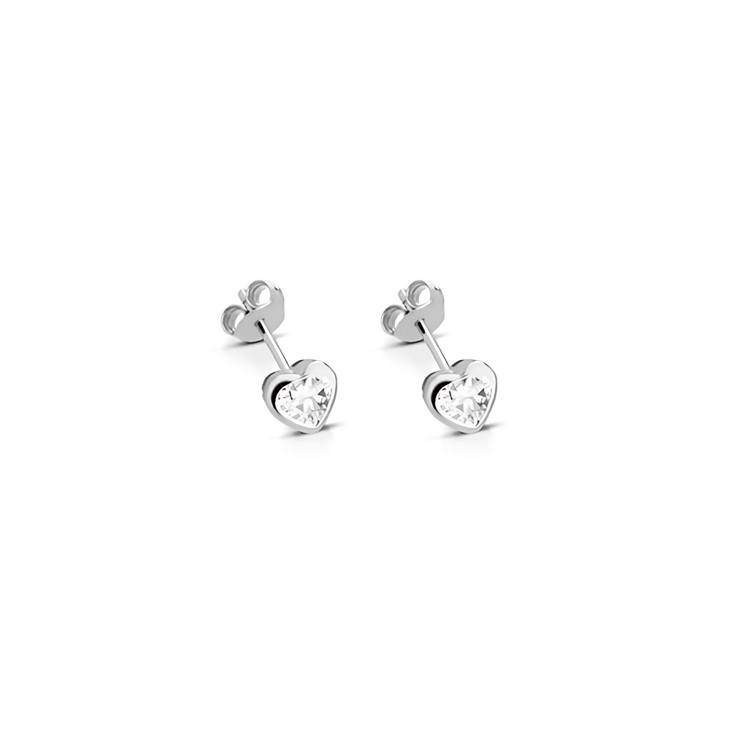 Brincos Mini em Prata com Zircão Coração (4mm)