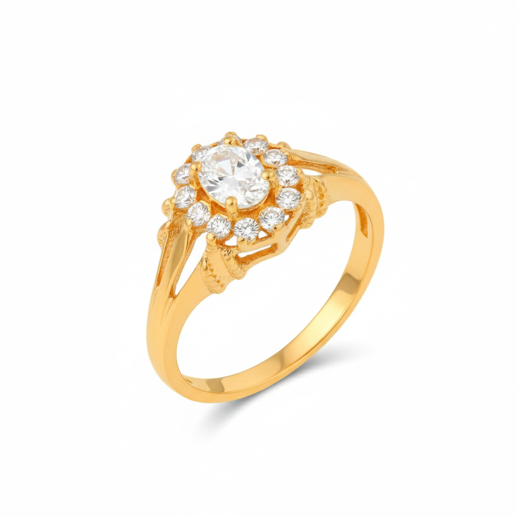 Anel Chuveiro em Ouro 19kl com Zircónias (T20)