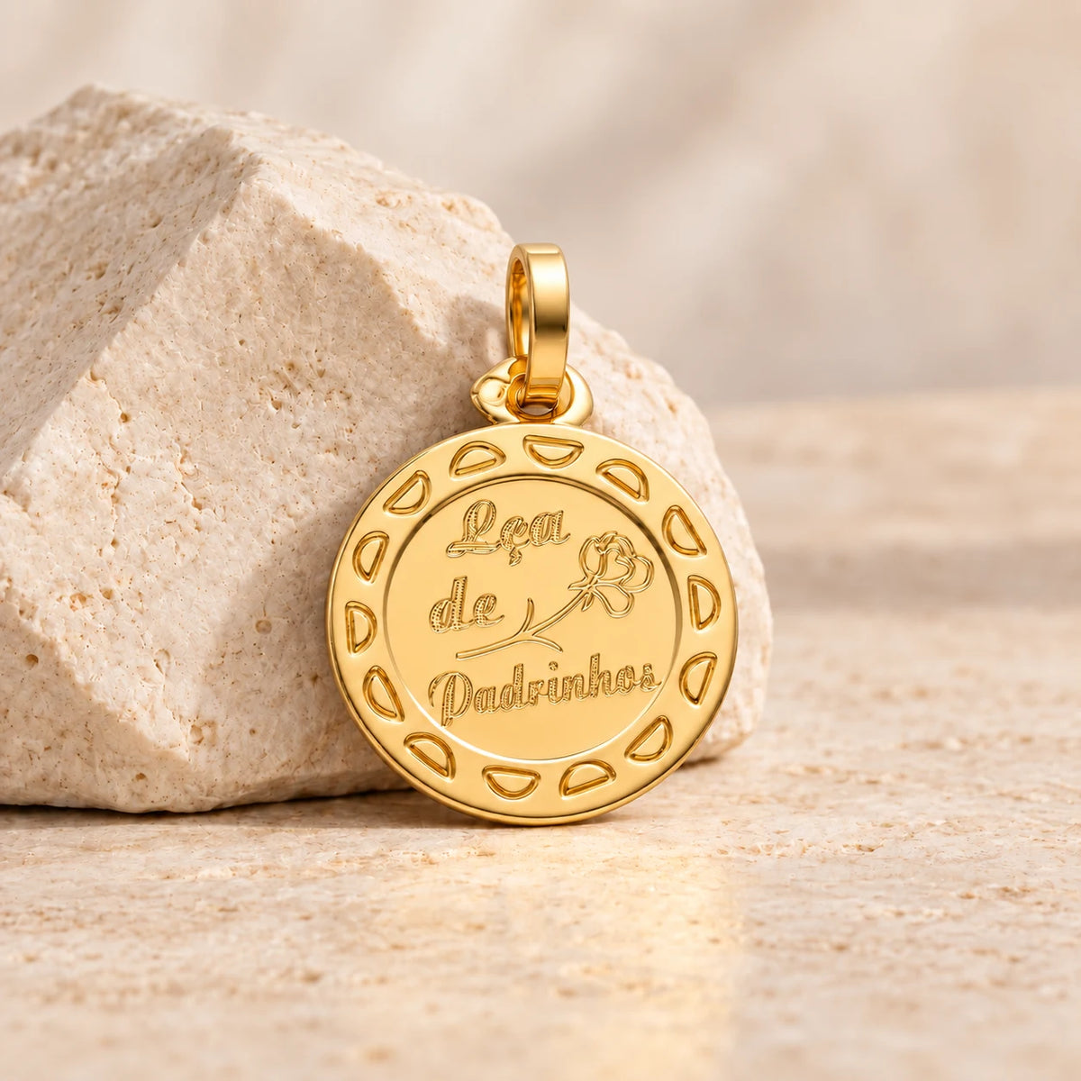 Medalha Lembrança de Padrinhos em Ouro 19kl (1.45cm)