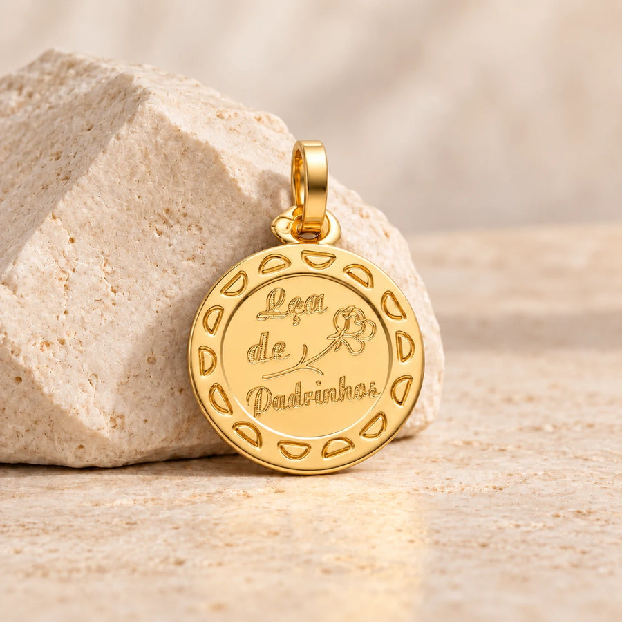 Medalha Lembrança de Padrinhos em Ouro 19kl (1.45cm)