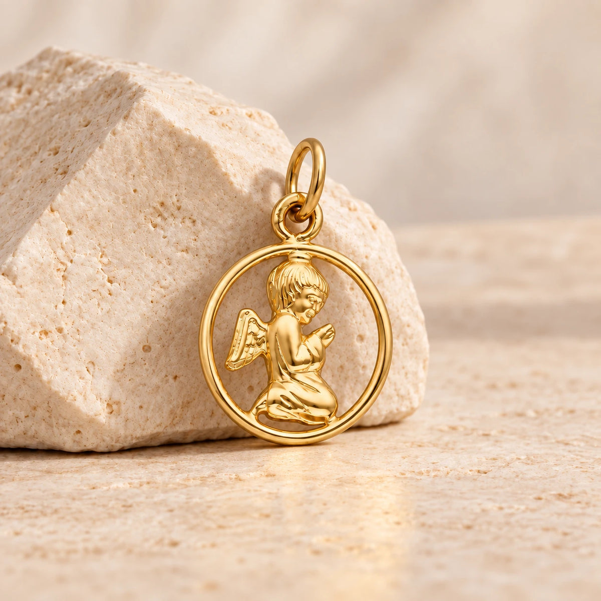 Medalha Redonda Anjo da Guarda em Ouro 19kl (1.26cm)