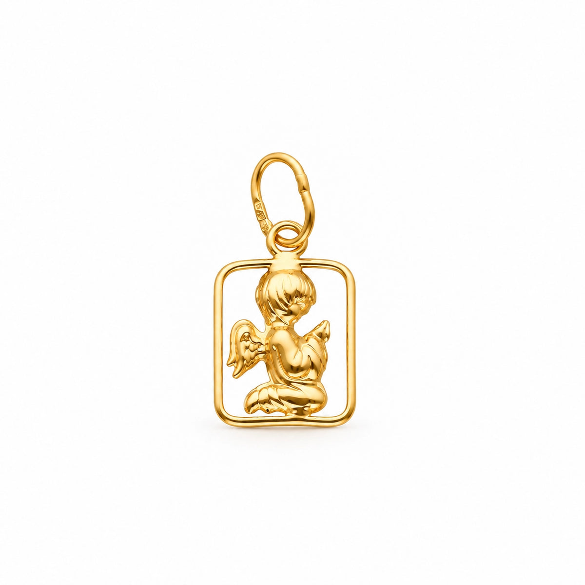 Medalha Retangular com Anjo da Guarda em Ouro 19kl (1cm)
