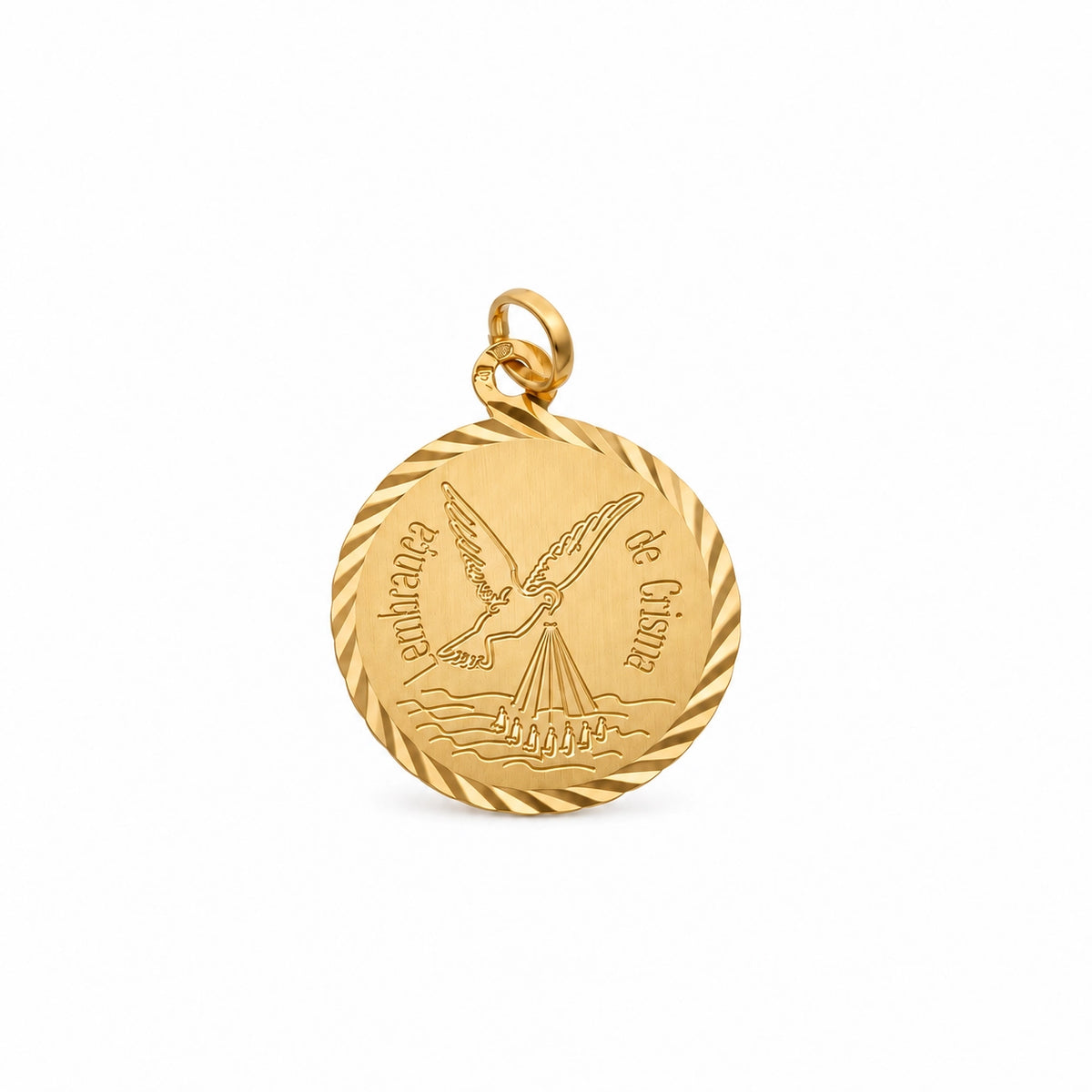 Medalha Lembrança de Crisma em Ouro 19kl (1.57cm)