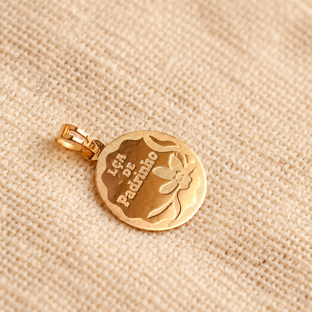 Medalha Lembrança de Padrinho em Ouro 19kl (1.4cm)