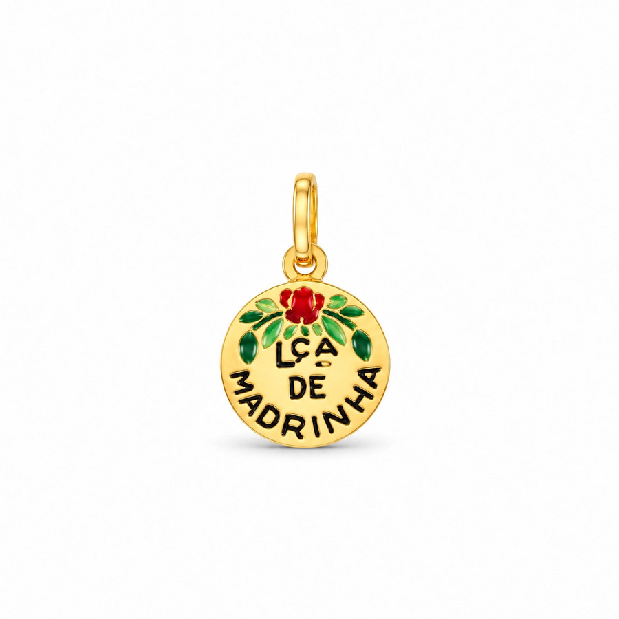 Medalha Lembrança de Madrinha em Ouro 19kl (0.88cm)