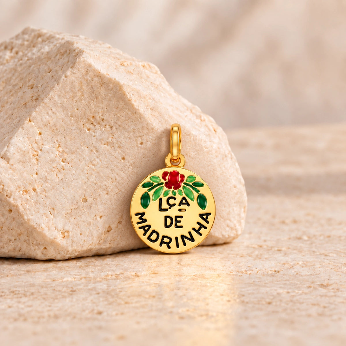 Medalha Lembrança de Madrinha em Ouro 19kl (0.88cm)