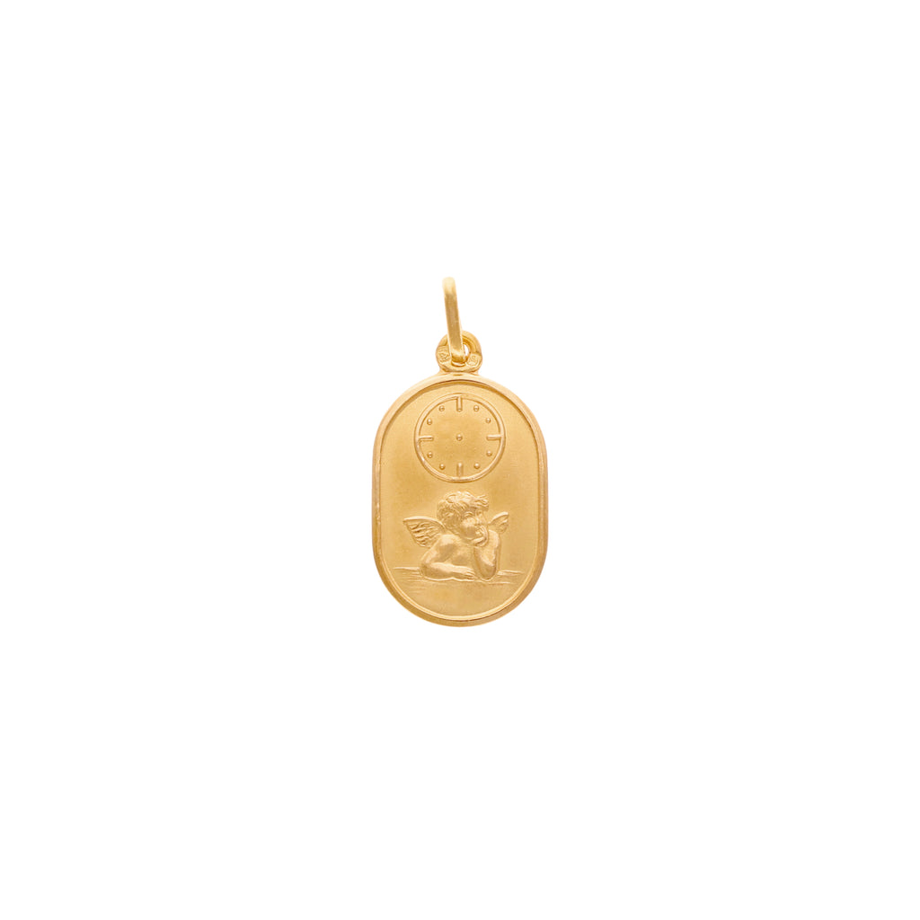 Medalha Oval em Ouro 19kl com Anjo da Guarda (1.7cm)