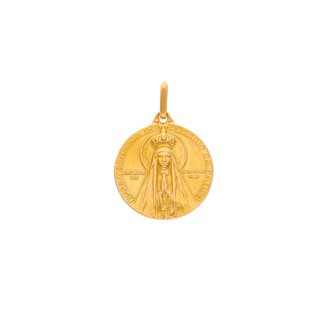 Medalha Redonda em Ouro 19kl com Nossa Senhora de Fátima
