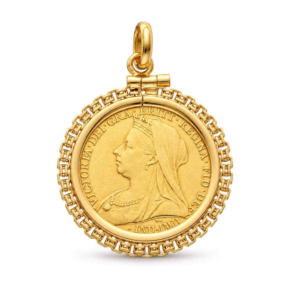 Libra Rainha Vitória (1900) com Aro Trabalhado em Ouro 19kl