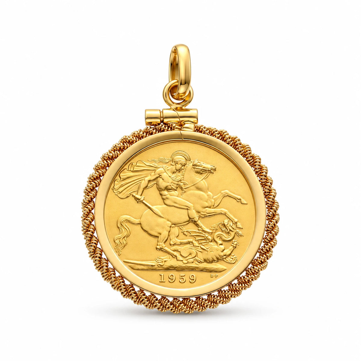 Libra Rainha Isabel II (1959) com Aro Corda em Ouro 19kl