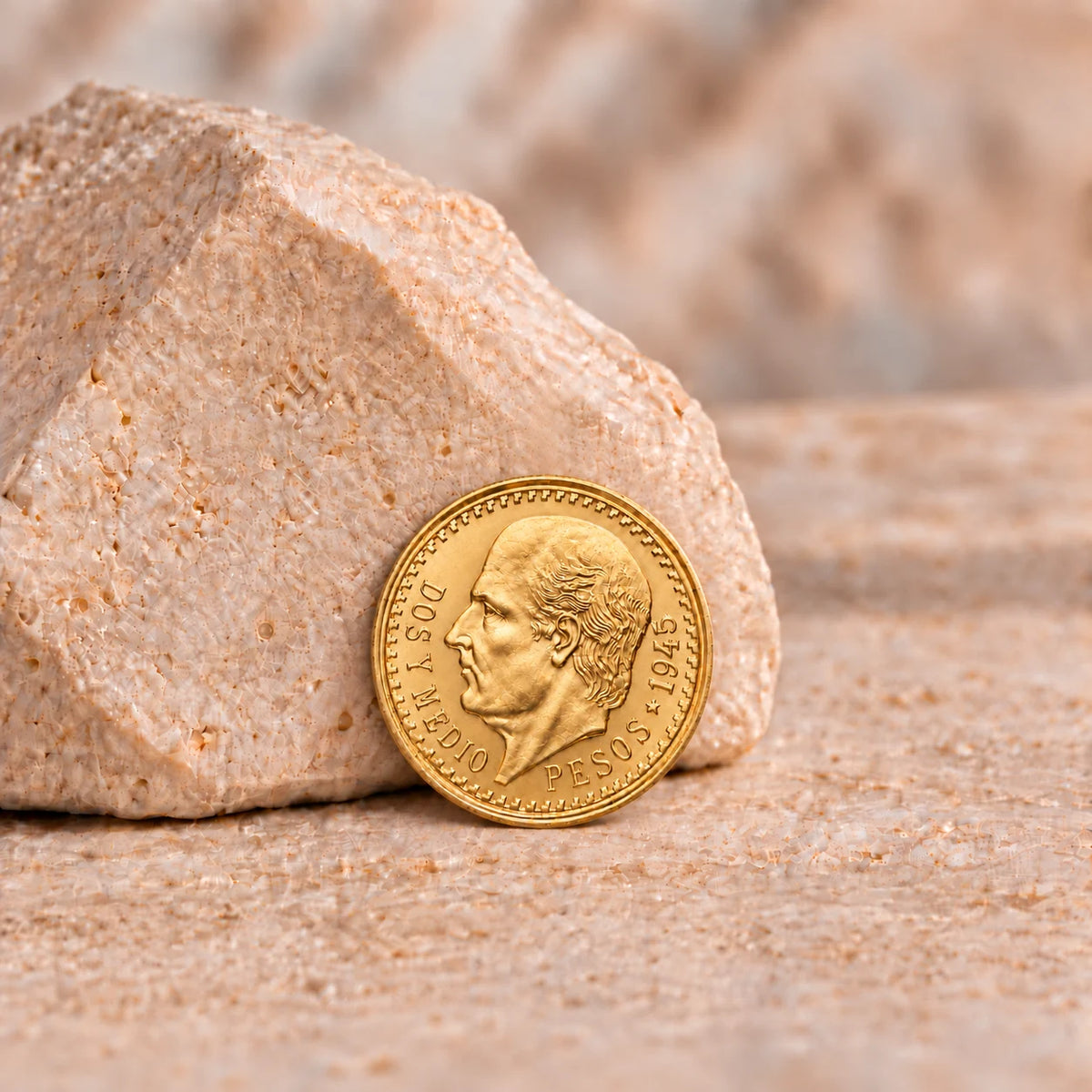 Moeda de 2.5 Pesos Mexicanos de Ouro