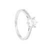 Anel Solitário em Prata com Zircónia (7mm) e aro cravejado Zircónias