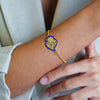 Pulseira Coração de Viana em Prata Dourada com Esmalte Azul