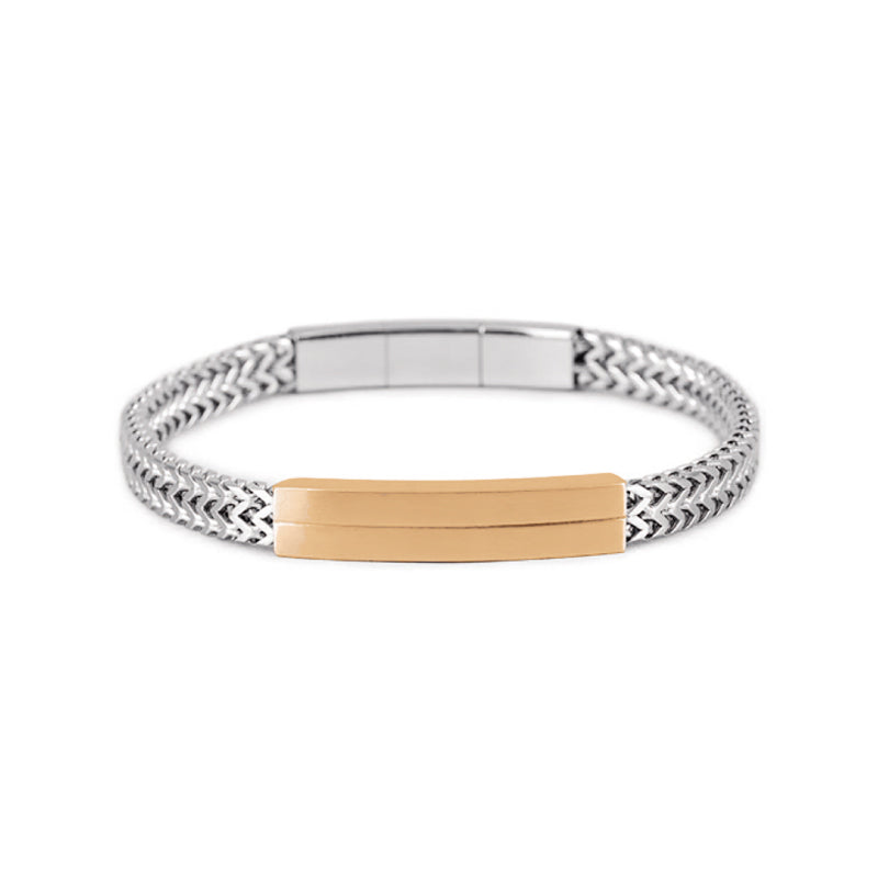 Pulseira Saturnus em Aço com Chapa Rose Gold