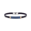 Pulseira Nautilus em Couro Preto e Aço com Chapa Azul