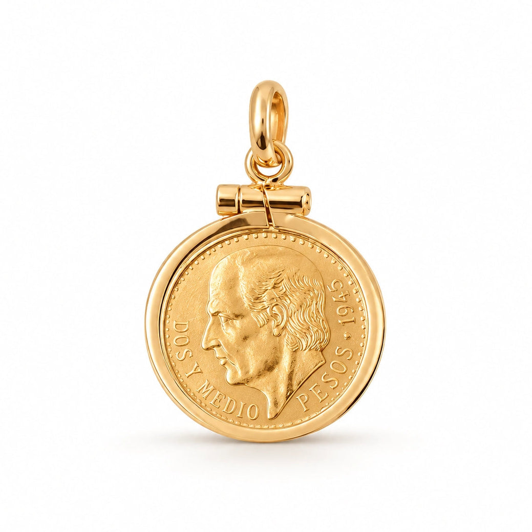 Moeda de 2.5 Pesos Mexicanos em Ouro de 21.6kl (1945) com Aro Simples 19kl