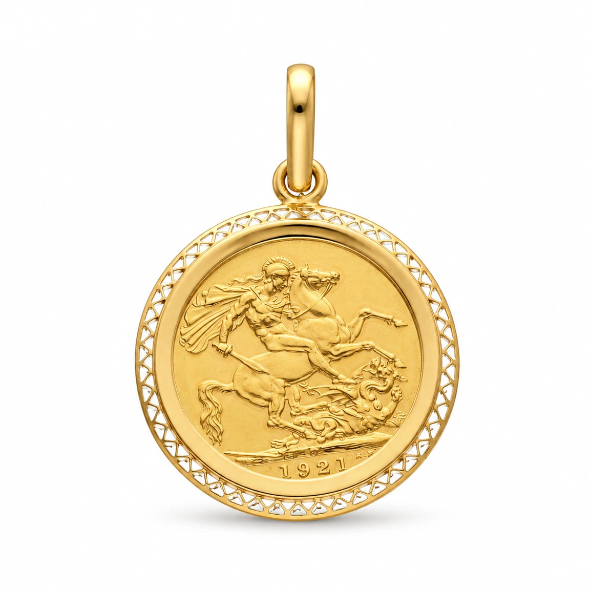 Libra Rei Jorge V (1912) com Aro Trabalhado em Ouro 19kl