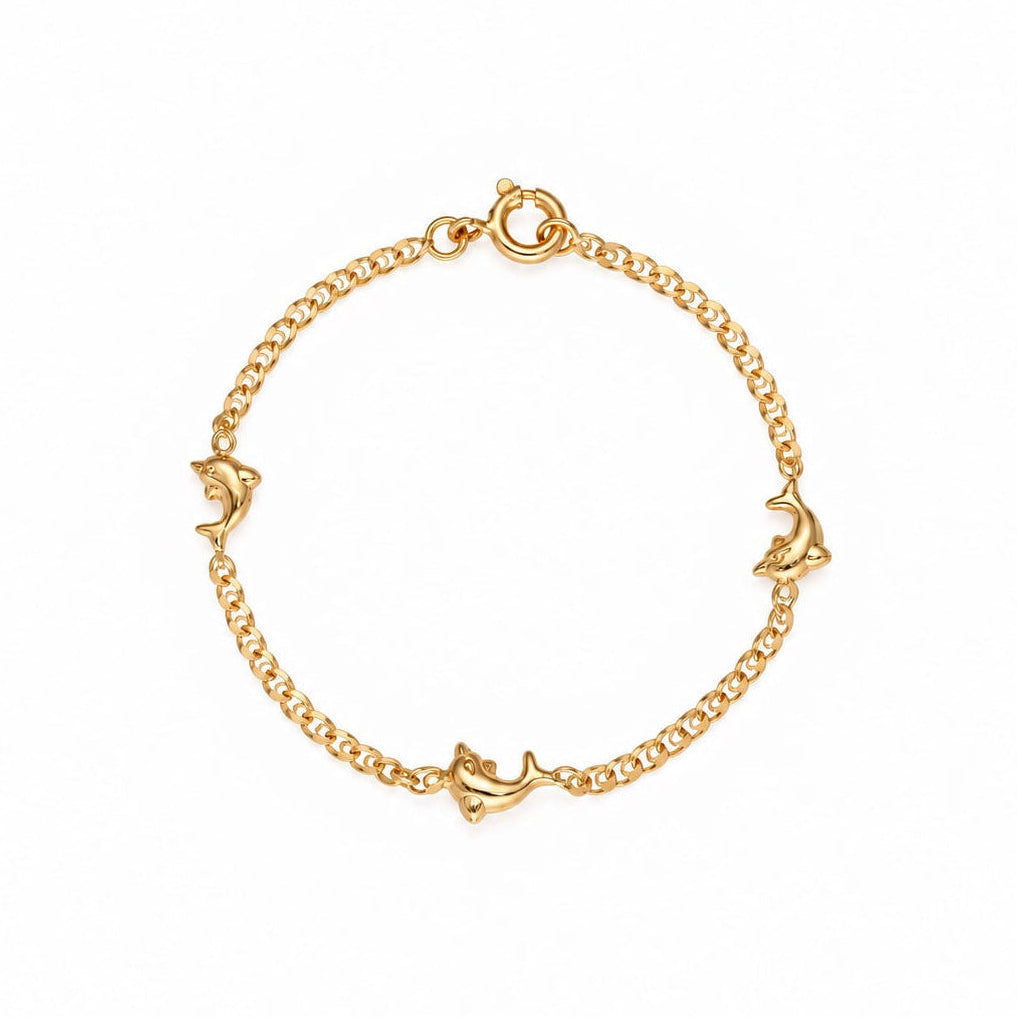 Pulseira para Criança com Golfinhos em Ouro 19kl (15cm)