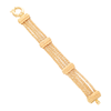 Pulseira 4 Fiadas de Malha Virolinha em Ouro com Traves Trabalhadas (19cm)