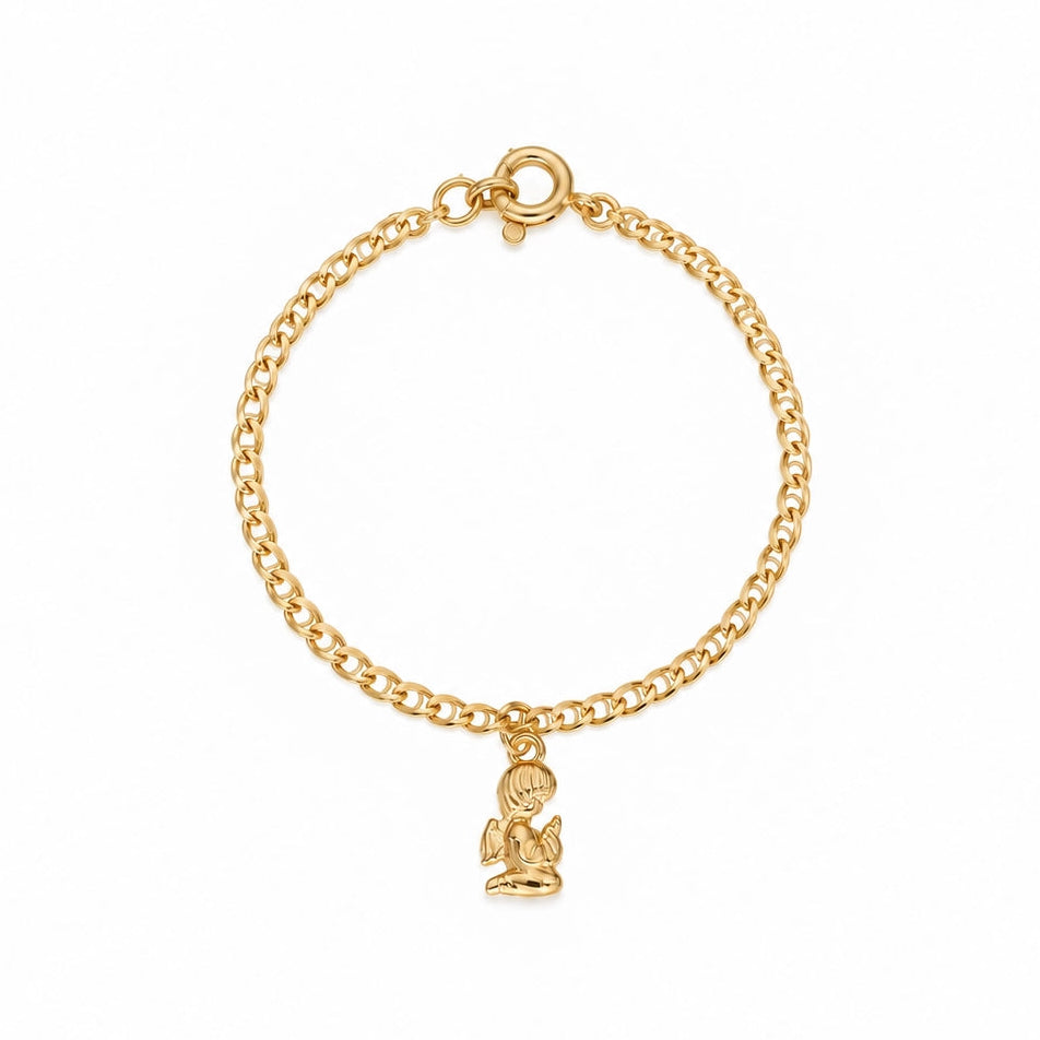 Pulseira para Criança em Ouro 19kl com Anjo da Guarda (14.2cm)