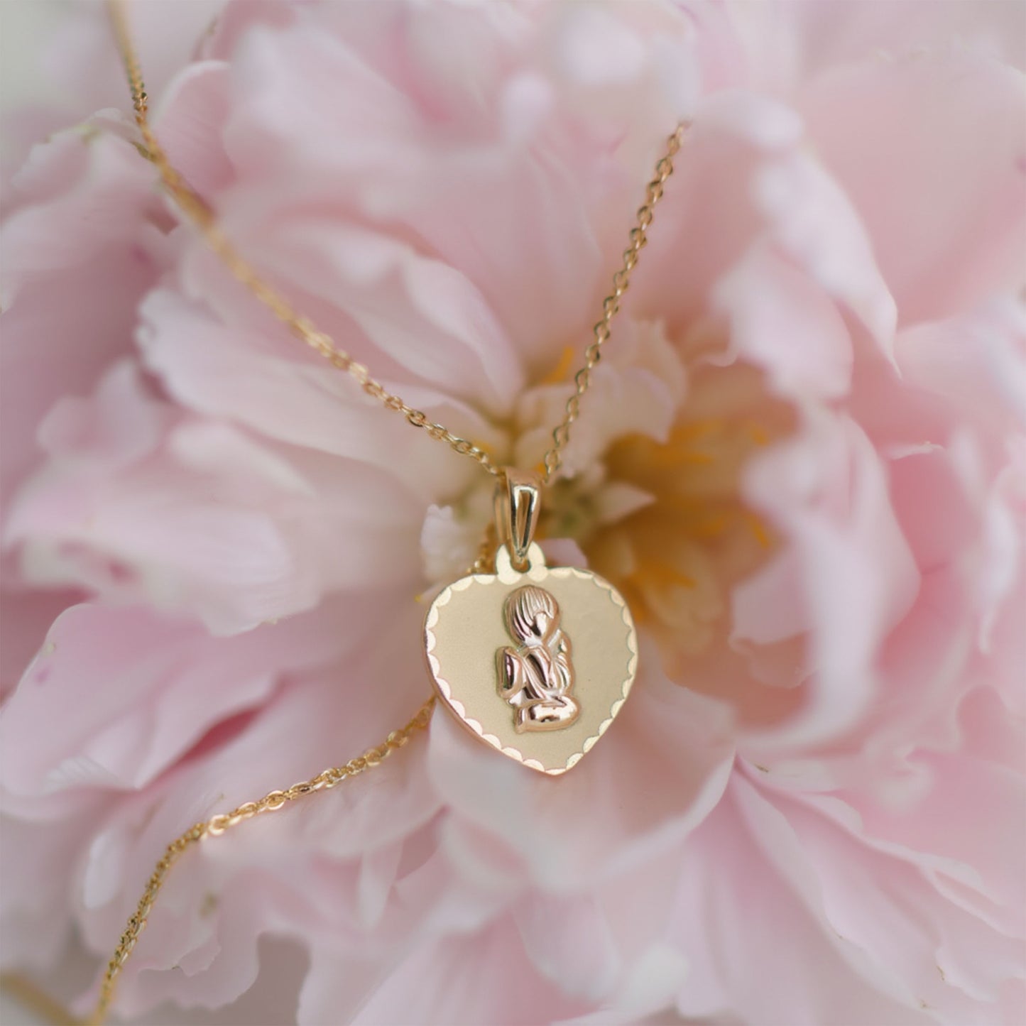 Fio em Ouro de 19kl com Coração Anjo da Guarda