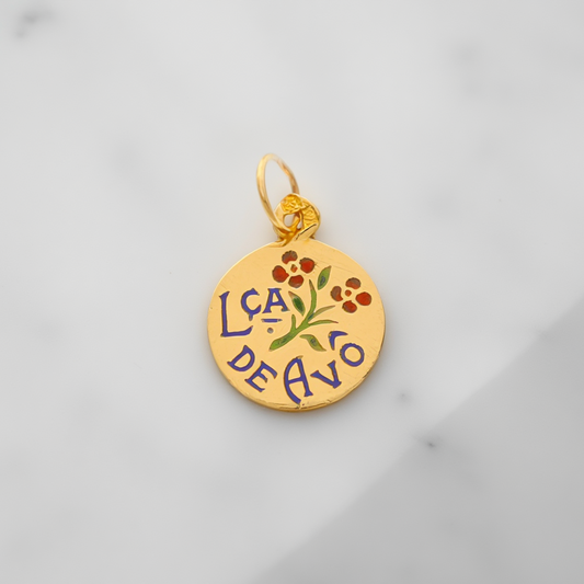 Medalha Redonda "Lça de Avô" em Ouro 19kl (1.1cm)