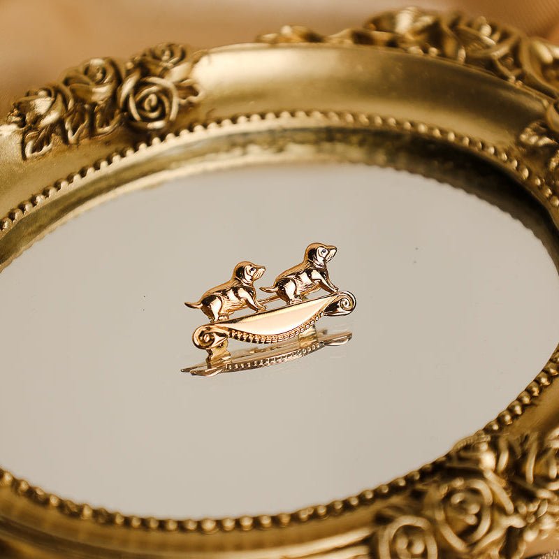 Alfinete de Peito em Ouro 19kl com Cães - Loja do Ouro