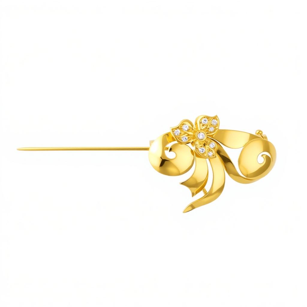 Pin floral de pecho en oro de 19 kl con diamantes - Gold Store Premium