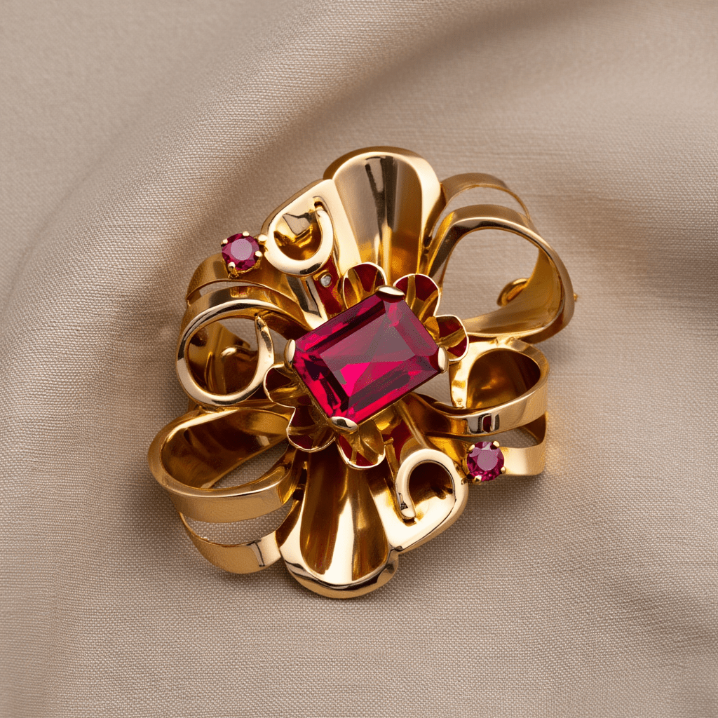 Alfinete em Ouro 19kl com Rubi - Loja do Ouro