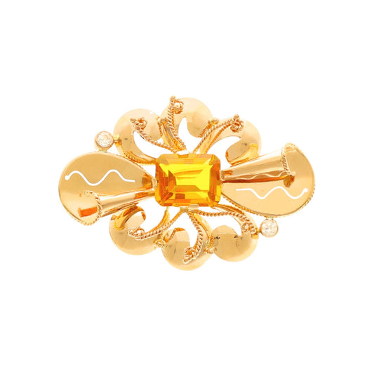 Alfinete em Ouro 19kl com Safira Amarela - Loja do Ouro